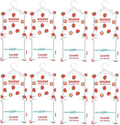 AOPANDA Moisture Absorbers Packets, 8 Pack - Eliminates Musty Odors for Fresher, Cleaner Air, Humidity Packs, Dessicant Packets, Hanging Closet Dehumidifier Bags(strawberry）