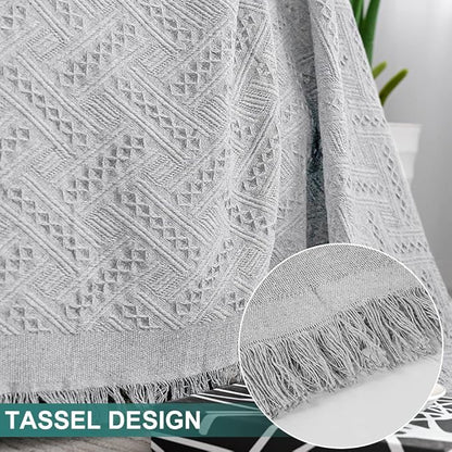 MYSKY HOME Light Grey Geometrical Sofa Covers, Sectional Couch Covers for 2 Cushion Couch Couch Cover Living Room Sofa Throws Sofa Slipcovers for Pets, Kids (Large, 71" x 102", Light Grey)