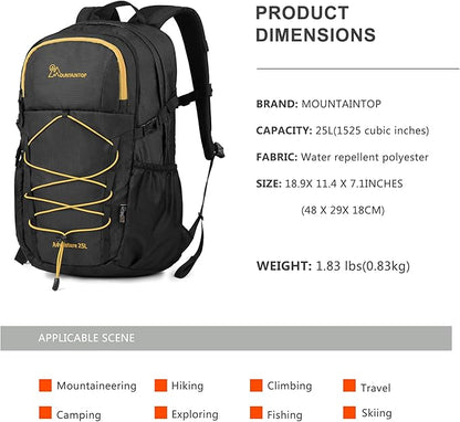 MOUNTAINTOP Hiking Backpack,25L Camping Backpack, Men Women Hiking Daypack Lightweight Travel Backpack for Camping Climbing Skiing Cycling