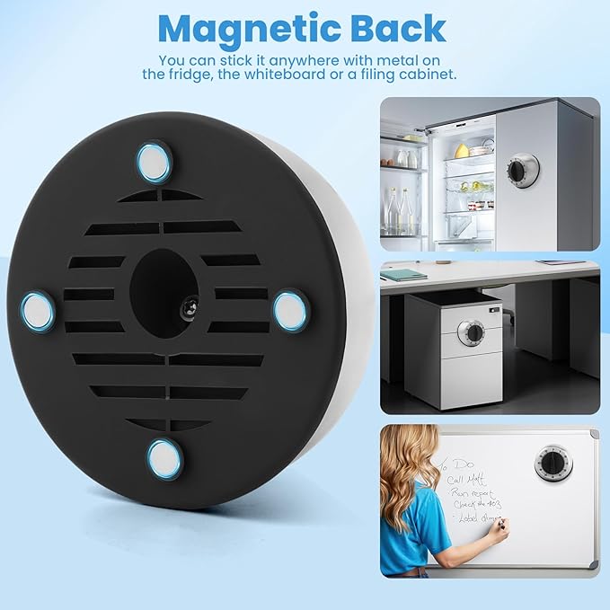 Kitchen Timer for Cooking, Chef Cooking Magnetic Timer - No Batteries Required - Loud Alarm, Mechanical Desk Manual Timers - Magnetic Clock Backing, Countdown Reminder - Stainless Steel Body