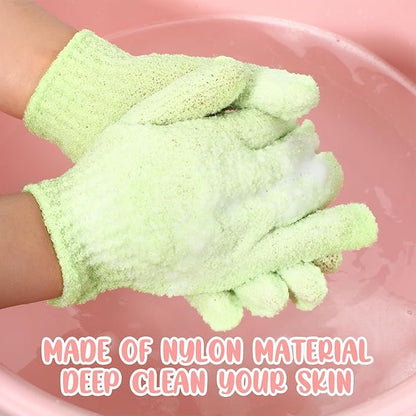 104 Pcs Exfoliating Glove Bulk Shower Gloves with Hanging Loop Exfoliating Body Scrubber Dead Skin Remover for Body Bath Beauty Spa Massage Scrubs Men Women Bathing (Green)