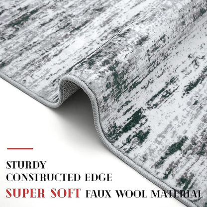 Modern Abstract Hallway Runner Rug, Black Grey White White Washable Kitchen Runner Non-Slip Soft 2x8 Runner Rug Thin Print Faux Wool Carpet for Entryway Bedroom Laundry Room Indoor Home Decor