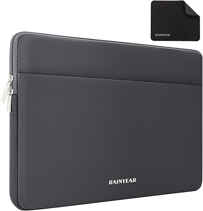 RAINYEAR Laptop Sleeve Case 13.3 Inch, Protective Portable Case with Front Pocket, Briefcase Handbag Laptop Bag Compatible with MacBook Air/Pro 13-13.3 inch, MacBook Pro 14 inch, Gray