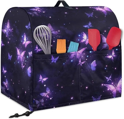 Generic Purple Butterfly Mixer Cover, Kitchen Stand Mixer Cover, Dust Protection, Washable, Waterproof, Drawstring Closure, 17x10.8 inches