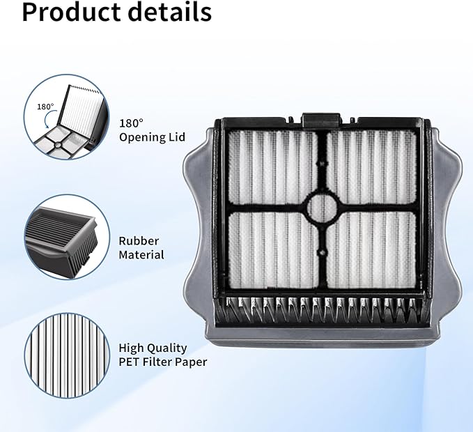 Vacuum Filter Replacement Compatible with Tineco iFloor 3, Floor ONE S3 & Floor ONE S5, Floor ONE S5 Pro Cordless Vacuum Cleaner, 4 Pack Replacement Filters