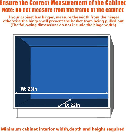 Pull Out Cabinet Organizer 22½" W x 21½" D, Heavy Duty Cabinet Pull Out Shelves, Slide Out Drawers Organization for Kitchen Cabinets Bathroom