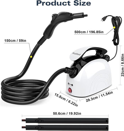 Steam cleaner, equipped with 21 specialized accessories, 1.08-liter water tank, 248°F high-temperature steam, suitable for floors, tile grout, tiles, carpets, and cars, chemical-free cleaning (White)