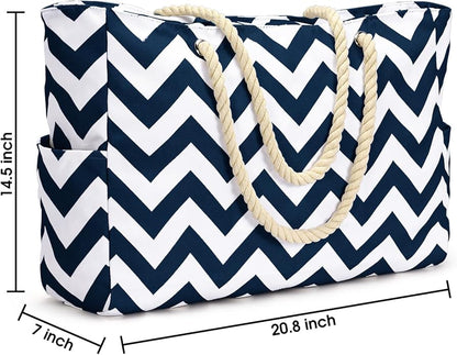 Becokan Beach Bag Large Beach Tote Bag for Women Waterproof Sandproof Swim Pool Bag With Zipper
