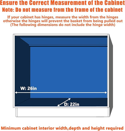 Pull Out Cabinet Organizer 25½" W x 21½" D, Heavy Duty Cabinet Pull Out Shelves, Slide Out Drawers Organization for Kitchen Cabinets Bathroom