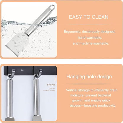 2 PCS Stainless Steel Scrapers – Multifunctional Scraper Cleaning Tool for Cookware, Stovetop, Adhesive, Oven Racks, Grout, Grill & Glass, Durable Scraper for Kitchen & Home, Fridge Cleaning