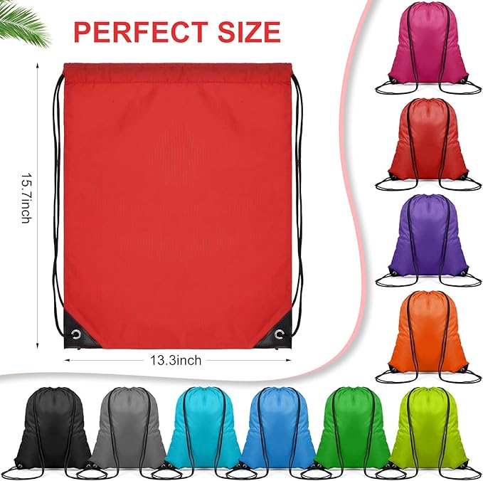 Shappy 100 Pieces Drawstring Bag Gym Portable String Sack Backpacks Polyester Blank Cinch Drawstring Bags for Sports Travel DIY Gift Storage Set, 10 Colors