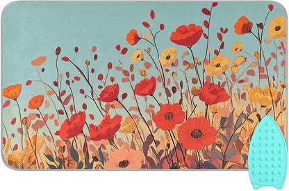 Autumn Poppy Flowers 01 Ironing Mat for Table top Portable Ironing Pad Blanket for Washer Dryer Countertop Travel