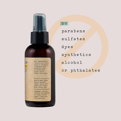 Air Essentials Essential Oil Toilet Spray - Odor Eliminator & Air Freshener - Made with Pure Essential Oils - Lemon Burst - 4 Ounce