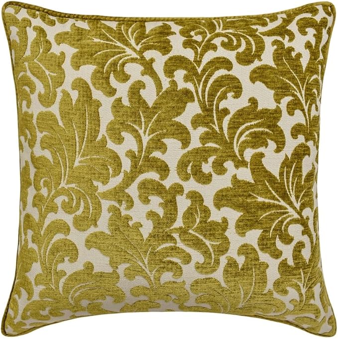 The HomeCentric King/Queen/Twin Chartreuse Designer Twin 53"x18" Bed Runner with Pillow Cover, Velvet, Floral Pattern Bed Scarf on Velvet Fabric - Enchanted Chartreuse