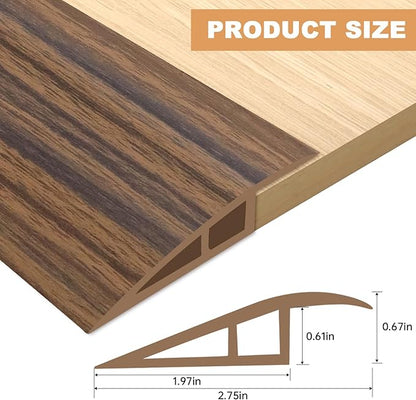 Vinyl Door Threshold Flooring Transition Strip Self Adhesive Carpet Edging Strip for Laminate Doorway Edge Threshold from 2/5" to 3/5" (Smoked Brown Wood Grain, 10 Ft)