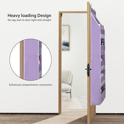 Univivi 6-Shelf Over Door Hanging Organizer Fabric Baby Door Storage with 5 Large Pockets and 3 Small PVC Pockets Wall Mount Hanging Storage Organizers for Baby Essential (Purple)
