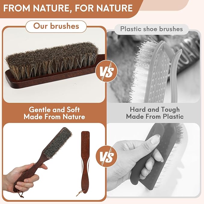 100% Horsehair Upholstery Brush for Cloth Lint Removal with Wood Handle Natural Horsehair Bristles Felt Brushes Horse Cleaning for Felt Cowboy Hat/Shoes/Cloth/Furniture Suit/Hat/Couch/Furniture/Bed