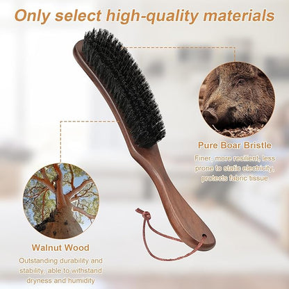 Wood Felt Brush,Large Black Walnut Wood Handle Boar Bristle Lint Brush,Suitable for Felted Hats, Suits,Cashmere,Wool,Velvet,Suede and Pet Hair for Men