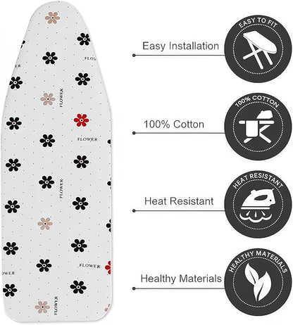 Ironing Board Cover with Two 5MM Thick Feltpads,13"x43"Heat Resistant Replacement Ironing Board Cover and Pad,Fits Standard Ironing Boards,Durability and Easy to Install