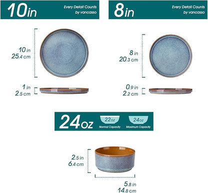 vancasso ONION Ceramic Dinnerware Sets, 12 Pieces Stoneware Plates and Bowls