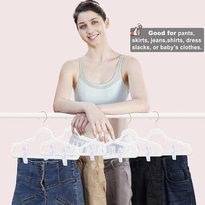White Velvet Hangers Clips 40 PCS, Pants Hangers Velvet Clips Easily Add to Velvet Hanger, Skirt Suit Pants Clothes Velvet Hangers, Baby Kids Hangers Clips
