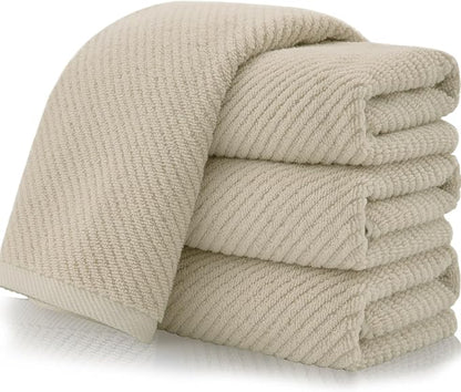 VOOVA & MOVAS Taupe Hand Towels for Bathroom, Large 18"x28" | 100% Cotton | Lightweight | Thick | Quick Dry | Soft | Absorb, Beige Bath Hand Towels Set of 4, Bathroom Essentials, Tan