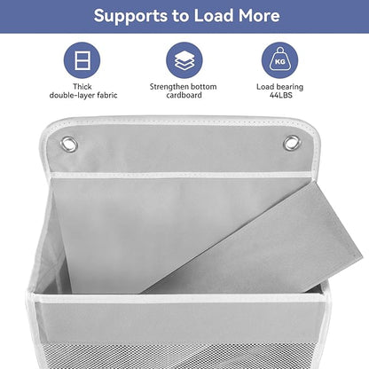 QINGUANG Over The Door Organizer,Hanging Organization And Storage, Behind Door Organizer with Side Pockets, 44 lbs Capacity,Anti Tilt, for Nursery, Bathroom, Bedroom,Dorm (5-Shelf)