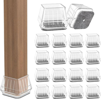 24PCS Square Chair Leg Floor Protectors for Hardwood Floors, Thicken Rubber Chair Leg Cap Covers, Non Slip Furniture Leg Pads to Protect Wood Tile Floors from Scratches and Reduce Noise
