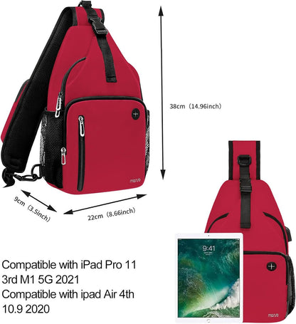 MOSISO Sling Backpack Bag, Crossbody Shoulder Bag Travel Hiking Daypack Chest Bag with Front Square Pocket&USB Charging Port