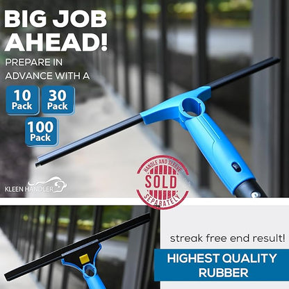 Kleen Handler Pack of 30 Professional 14” Window Washing Squeegee Blades, Replacement Blades for Squeegee Cleaning Tool, Squeegee Combo Blade Replacement (Pack of 30 Squeegee Blades)