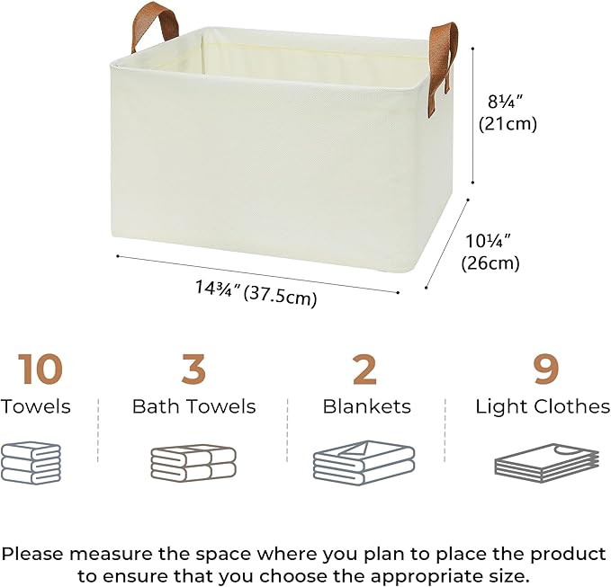 GRANNY SAYS Closet Storage Baskets, Collapsible Fabric Storage Bins with Metal Frame, Clothes Organizer Bins, Large Baskets for Shelves, Ivory, 4-Pack