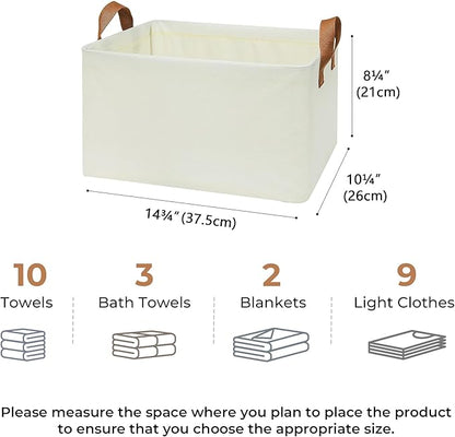 GRANNY SAYS Closet Storage Baskets, Collapsible Fabric Storage Bins with Metal Frame, Clothes Organizer Bins, Large Baskets for Shelves, Ivory, 4-Pack