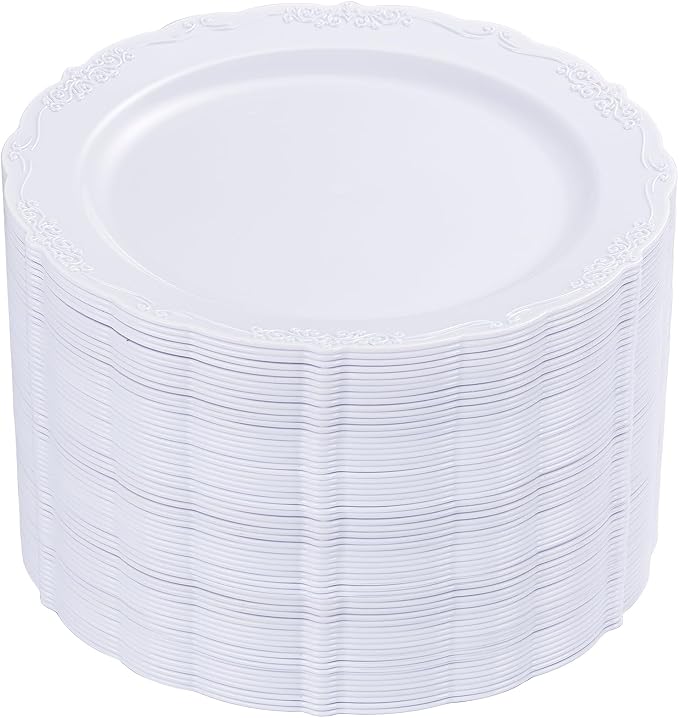 DaYammi 36PCS White Plastic Plates, Heavy Duty White Disposable Premium 7.5inch