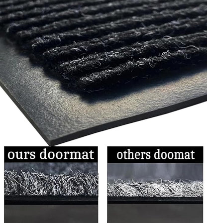SRDDQLC Door Floor Mat Commercial Grade Large Size Heavy Duty Tough Entry Collection Slip Skid Entrance Mat with Rubber Backing Low Profile and Easy to Clean Indoor Outdoor Rug,4FTx8FT,Black