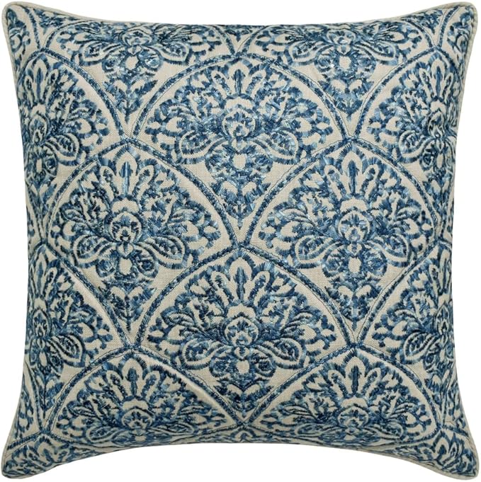 The HomeCentric King/Queen/Twin Blue Decorative Full 68"x18" Bed Runner with 2 Pillow Cover, Embroidery, Quilted Bed Scarf on Cotton Fabric - Farzeen Blue