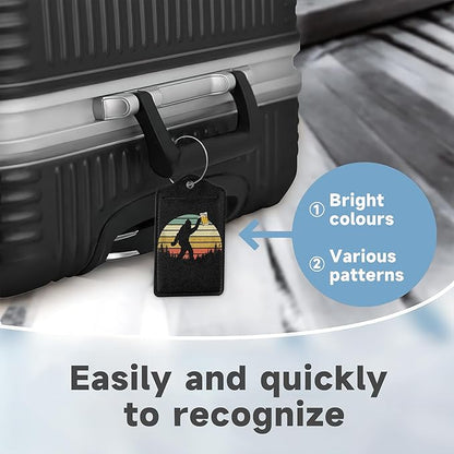2 Pack Leather Luggage Tag for Suitcase Bigfoot Love Drinking Beer Unique Travel Tags with Privacy Cover ID Label & Stainless Steel Loop for Men and Women Baggage