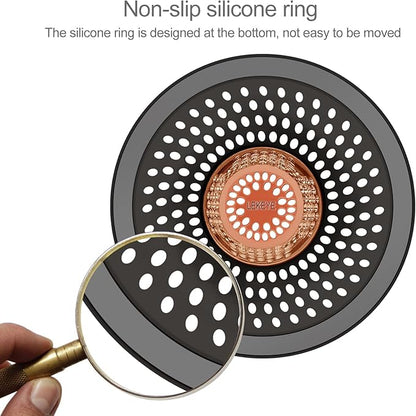LEKEYE Shower Drain Hair Catcher/Bathroom Drain Cover/Bathtub Drain Strainer/Shower Stall Drain Protector(Red Copper)