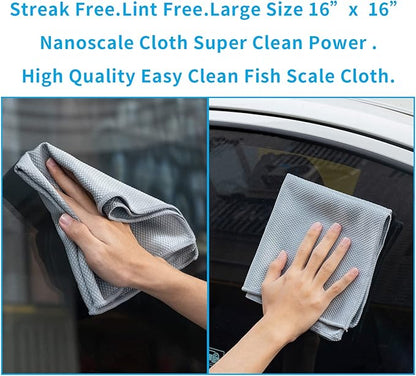 Easy Clean Fish Scale Nanoscale Cleaning Cloth,Streak Free Microfiber Glass Cleaning Cloths for Window Mirrors Windshields,Lint Free Microfiber Polishing Cleaning All-Purpose Towel Pack of 6(Purple)