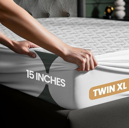 Utopia Bedding Waterproof Mattress Protector Twin XL (College Dorm Room) Size, Premium 3D Air Soft Fabric Mattress Cover, Fits 15 Inches Deep, Breathable, Fitted Style with Stretchable Pockets