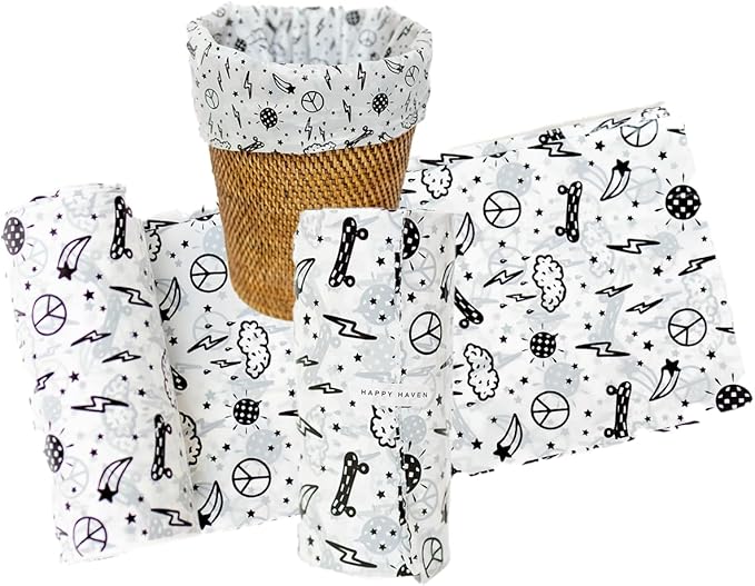 Happy Haven Trash Bags for 2,3,4 Gallon Trash Can, Small Garbage Bags - Bedroom & Bathroom, Decorative Cute Wastebasket Trash Can Liner Kids - 50 Count (Everyday Electric)