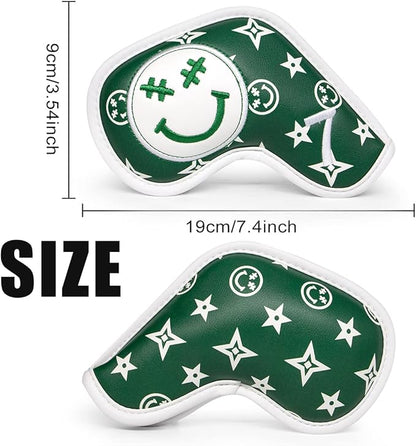 Barudan Golf Iron Head Covers, Golf Headocver for Iron Clubs, Golf Iron Covers Headcovers Set 10pcs #4-9 Aw, PW, SW, Xw fits for All Brand, Color Green, Golf Gifts for Men/Women Golfers