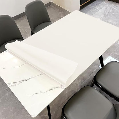 Leather Table Cover,1.8mm Thick,40x60 Inch Table Protector,Table Protector for Dining Room Table,Table Pads for Dining Room Table Rectangular.(White+White,40x60)