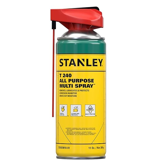 Stanley T240 Corrosion Inhibitor Spray - Rust Remover&Cleaner Aerosol - Versatile Rust Prevention Spray for Garage, RV, Woodworking, Power Tools - 11 Oz, 1 Pack