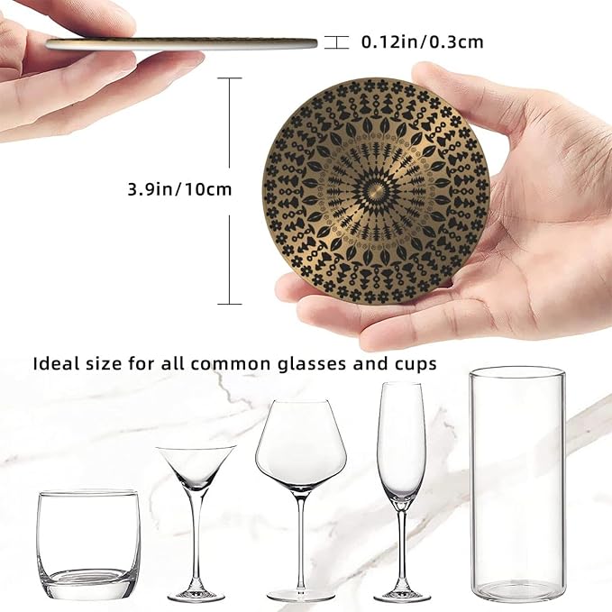 Drink Coasters with Holder Stand Set of 6