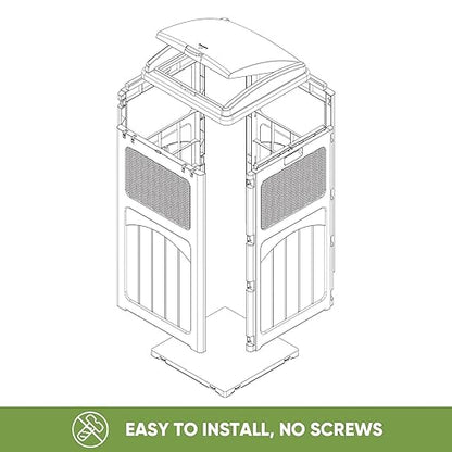 Patiowell 36 Gallon Outdoor Trash Can, Resin Outdoor Garbage Can with Lid for Patio, Backyard, Deck, Gray (2 Pack)