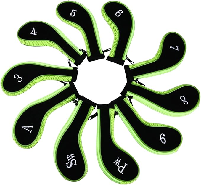 Sword &Shield sports Neoprene Zipper Golf Club Iron Head Covers Iron Covers 10pcs/Set