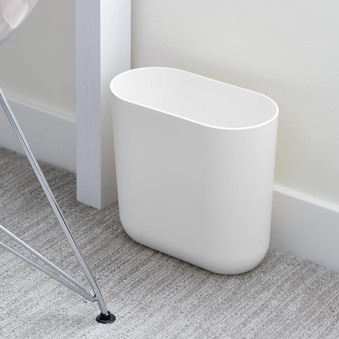 iDesign Small Oval Plastic Bathroom Trash Cans - Ideal for Bathroom, Bedroom, or Office - Set of 2 - White