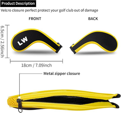Golf 12pcs Thick Synthetic Golf Iron Head Covers Set Headcover Fit All Brands Callaway Ping Taylormade Cobra Etc. Also Custom Name