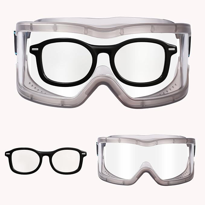 Chemistry Lab Safety Goggles,that Fit Over Glasses,Scientific, Construction, Woodworking, Anti-Fog,Splash,Vent