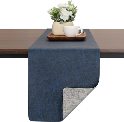 Table Runners 72 Inches Long, Dual-Sided Faux Leather Farmhouse Table Runner Waterproof Heatproof Non-Slip for Living Room Party Home Decor Holiday Decorations(Gray Blue, 12 x 72 Inch)